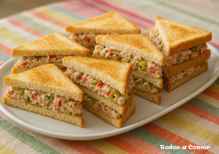 Receta fácil de sándwiches rellenos de mayonesa con atún y verduras