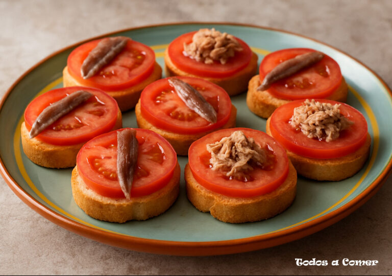 Canapés fríos con tomate natural para un picoteo de verano