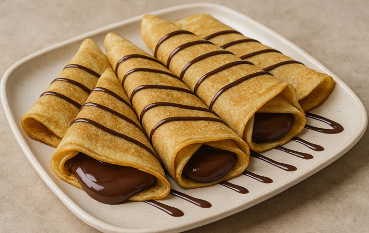 Crepes rellenos de chocolate fáciles