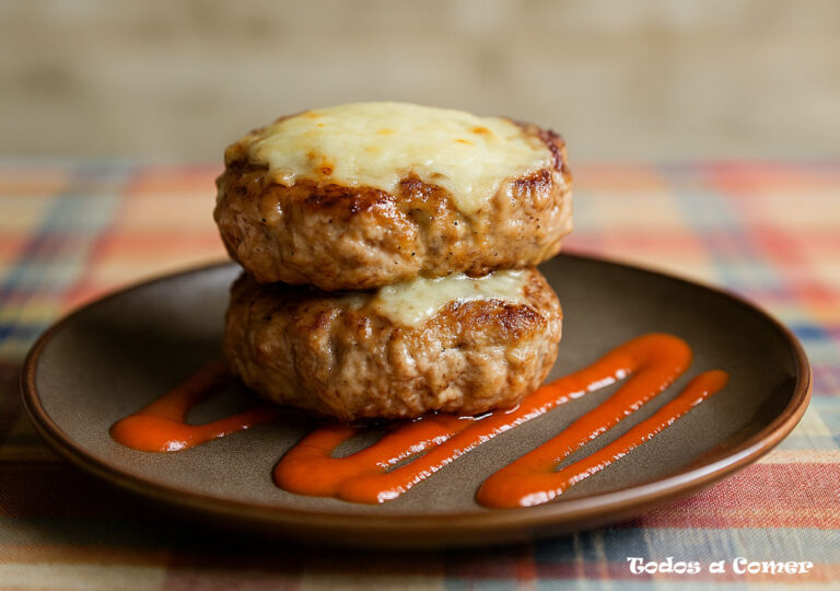 Hamburguesas caseras con salsa de pimiento rojo