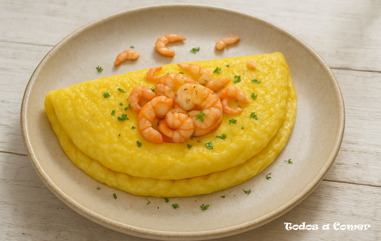 Tortilla francesa de gambas