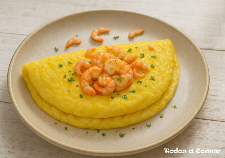 Receta fácil de tortilla francesa de gambas