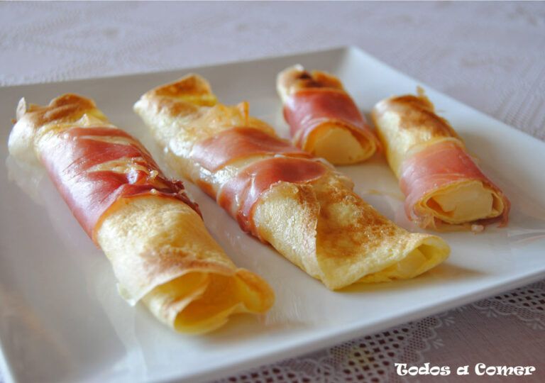 Rollitos de tortilla, jamón y queso