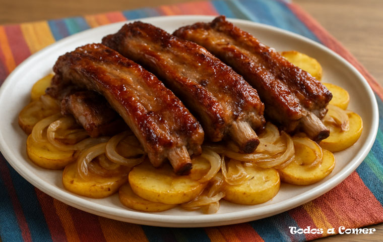 Costillas de cerdo asadas con patatas