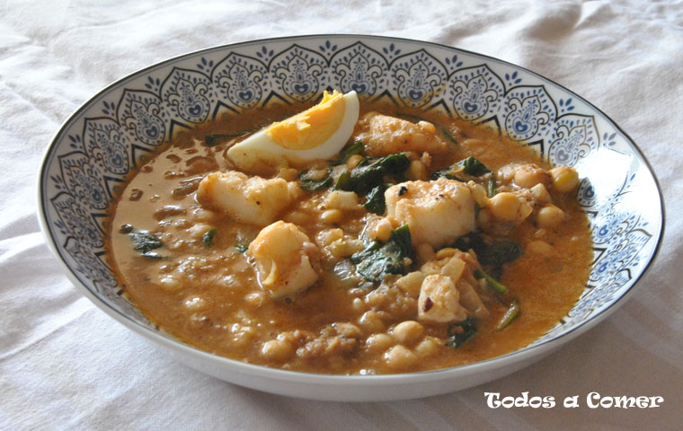 Potaje de garbanzos con bacalao en versión exprés