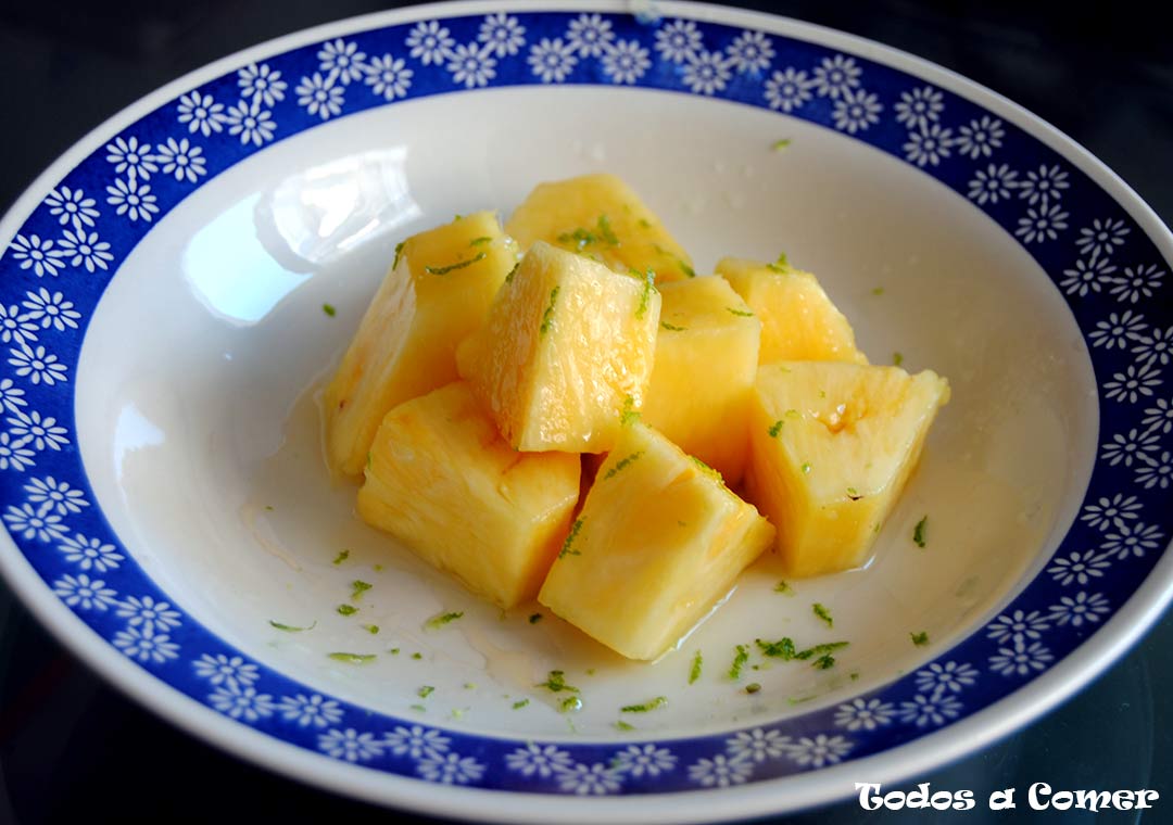 Piña con miel y lima. Postre fácil y refrescante - Todos a comer