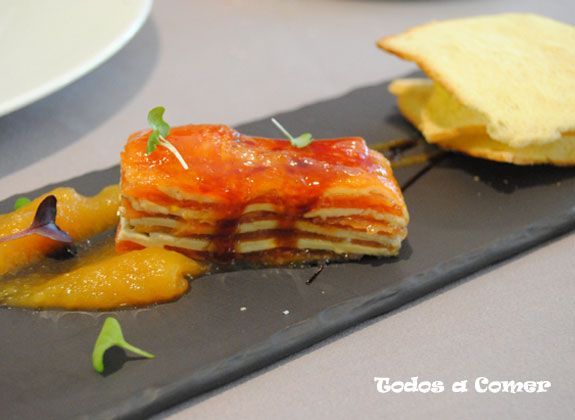 Restaurante Pedro Larumbe. Foie y papaya en milhojas