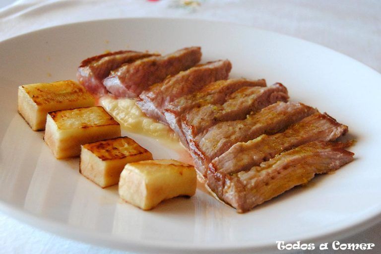 Presa ibérica con manzana - Receta fácil