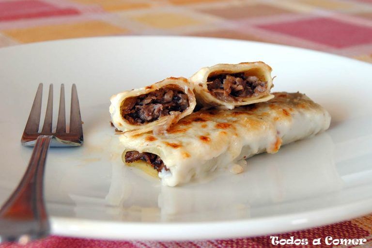 Canelones de rabo al vino tinto