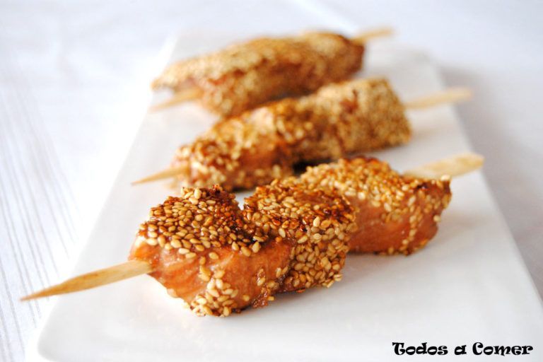 Brochetas de salmón a la plancha