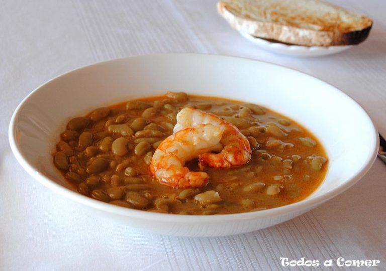 Verdinas con langostinos