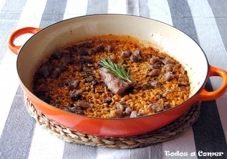 Arroz con setas y cerdo ibérico