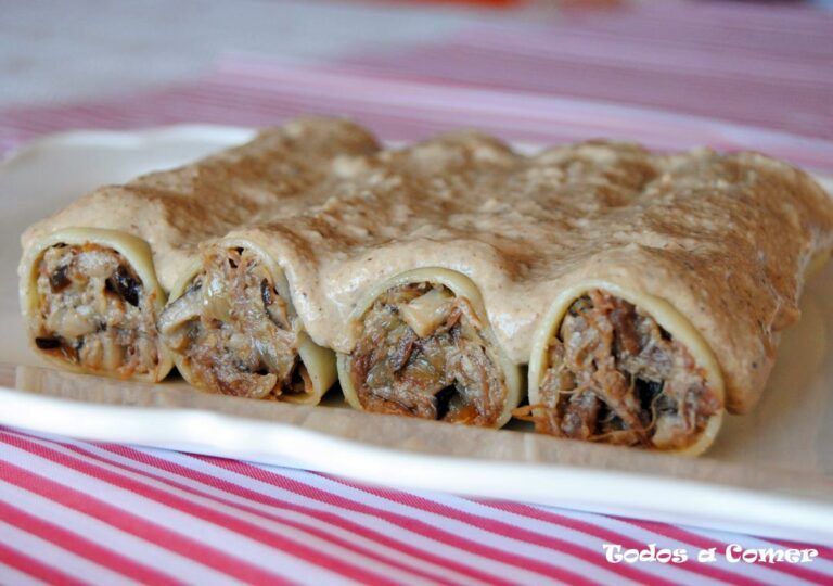 Receta - Canelones con confit de pato y setas