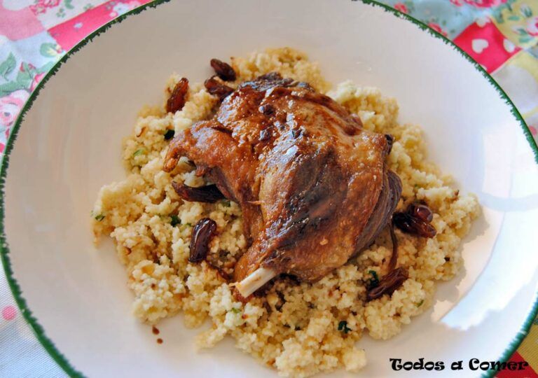 Confit de pato con cuscús y salsa de pedro ximénez