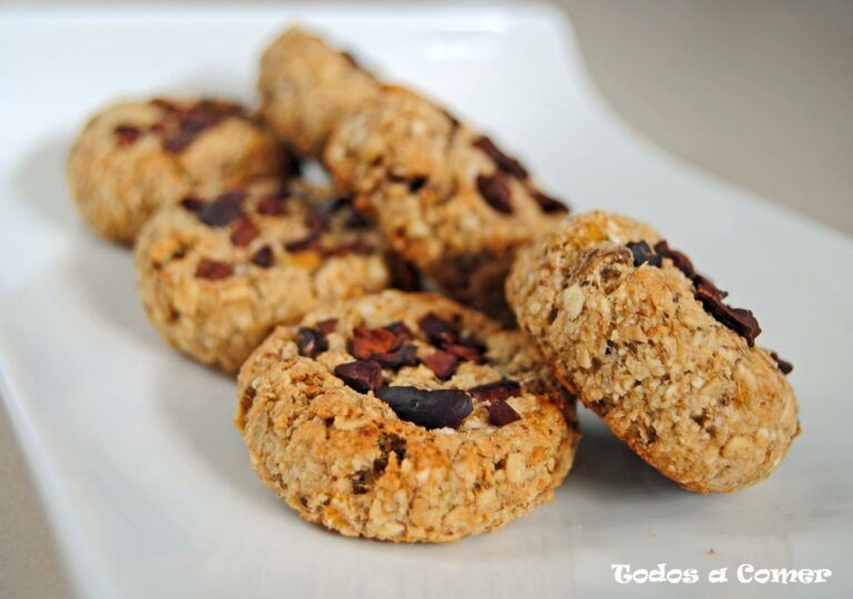 Galletas de avena, plátano y pepitas de chocolate