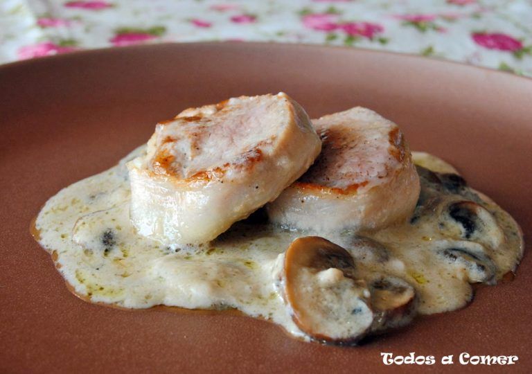 Receta de solomillo de cerdo en salsa con champiñones