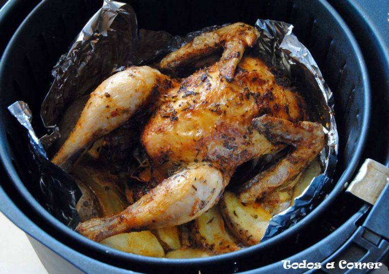 Picantón asado en air fryer