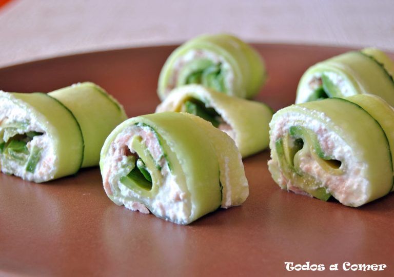 Rollitos de pepino con queso y atún