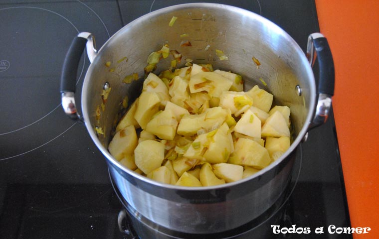 Crema de puerro y manzana con vieiras- Cocinando todos los ingredientes