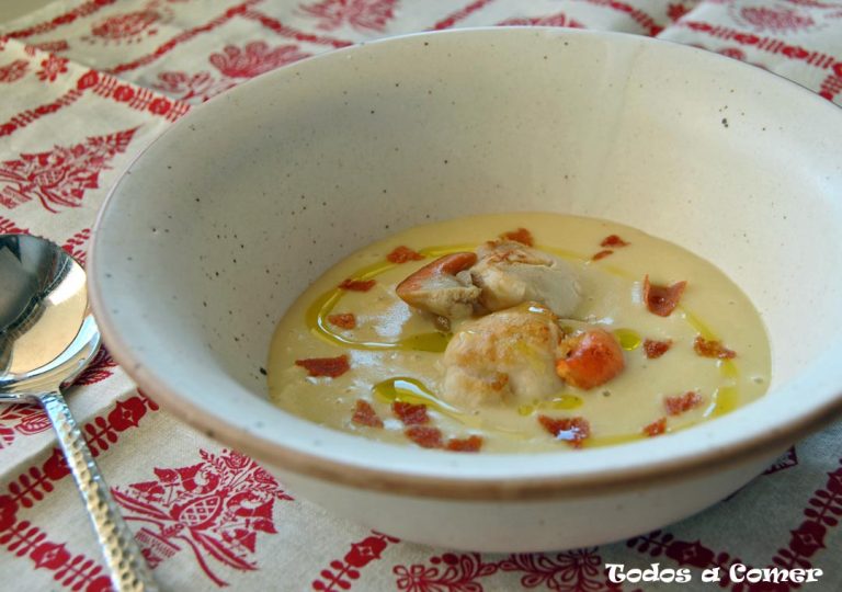 Crema de puerro y manzana con vieiras