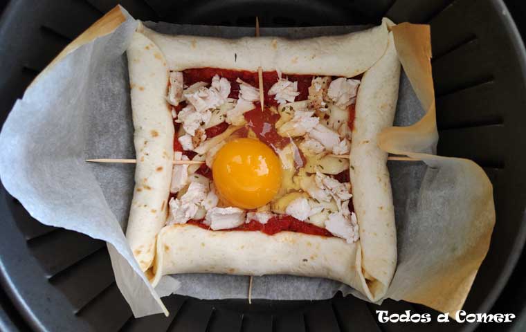 Piadina de jamón y queso en freidora de aire- En la 'air fryer'