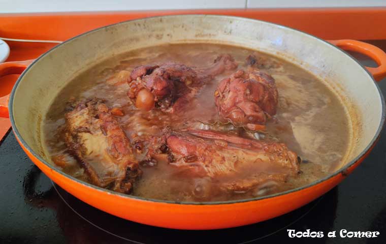 Alas de pavo en salsa- Cocción