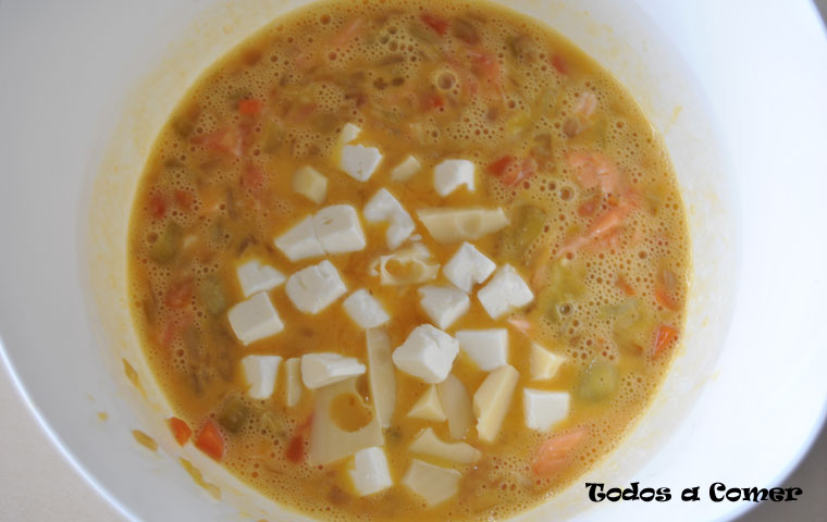 Pastel de salmón y verduras- Ingredientes listos para triturar
