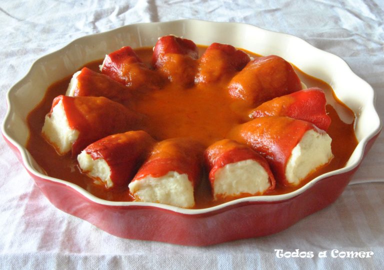 Pimientos rellenos de brandada de bacalao. Receta para fiestas