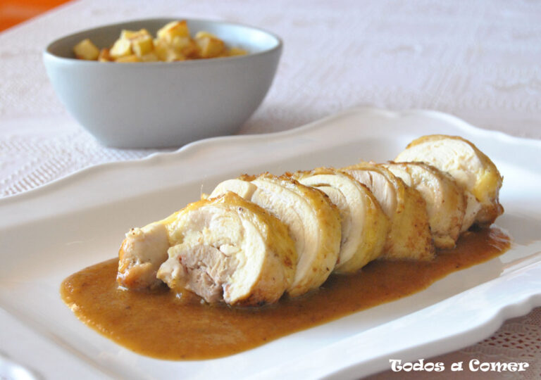 Muslos de pollo rellenos de jamón y queso