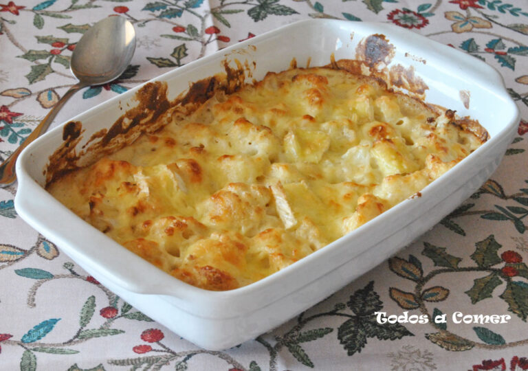Coliflor con bechamel gratinada al horno